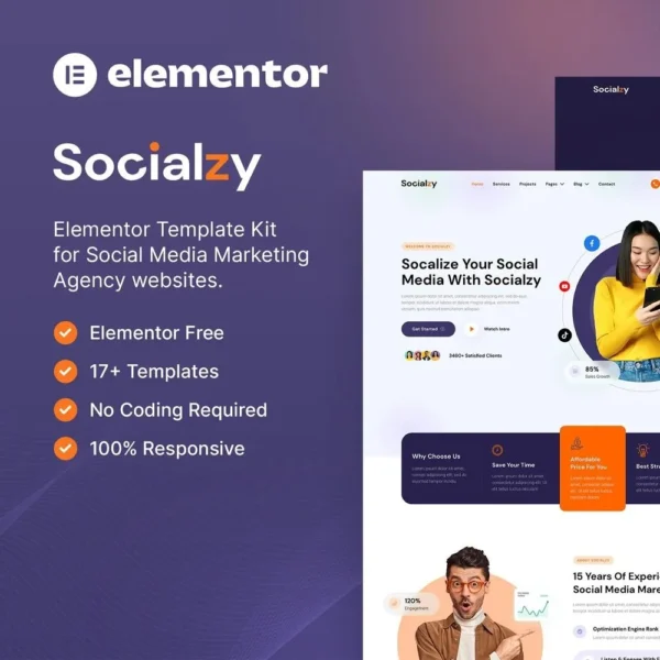 Socialzy – Elementor Template Kit for Social Media Marketing Agencies